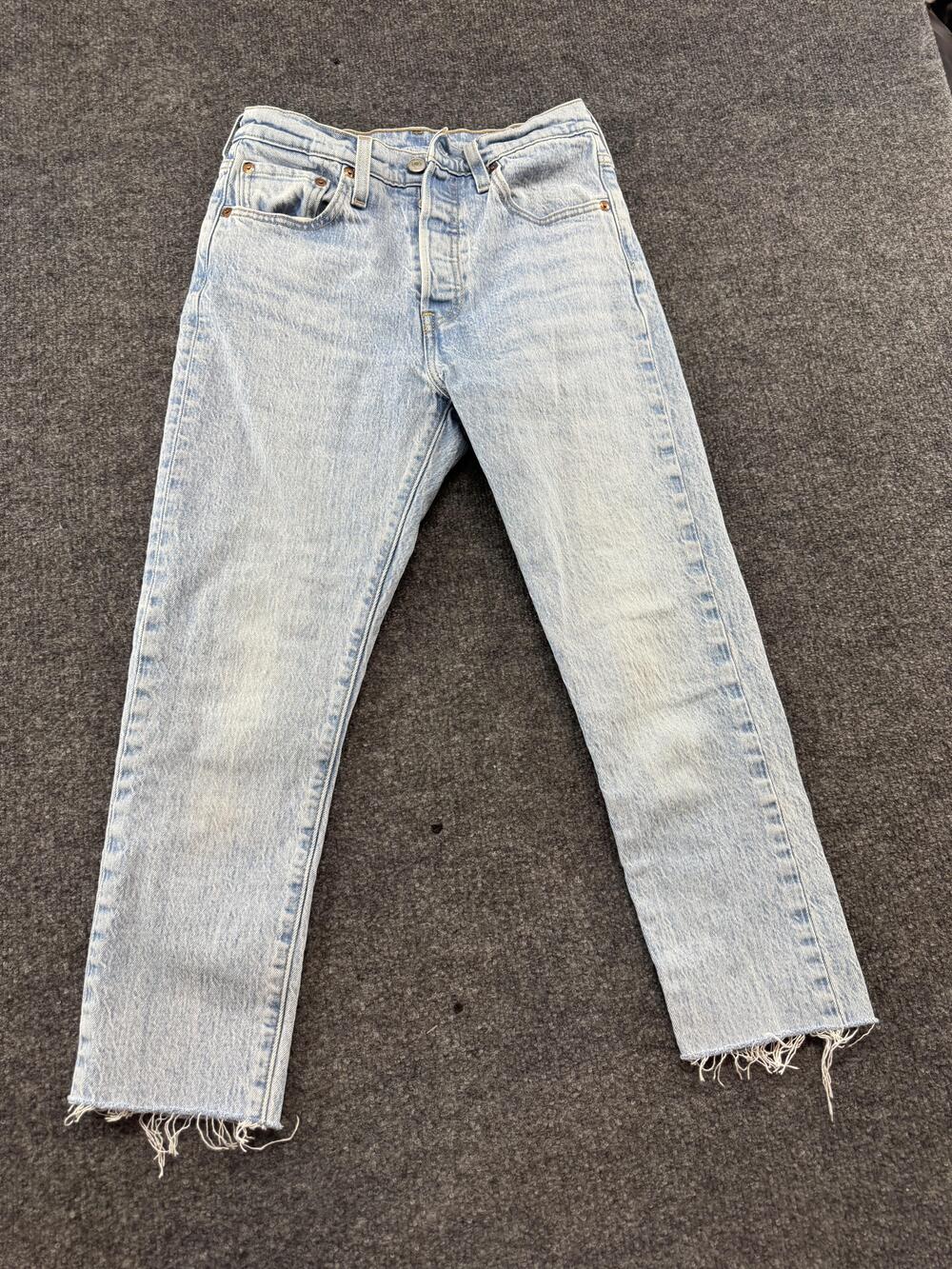 Levi's 501 S Skinny Jeans Womens W25 L28 Light Wash High Rise Raw Hem Denim